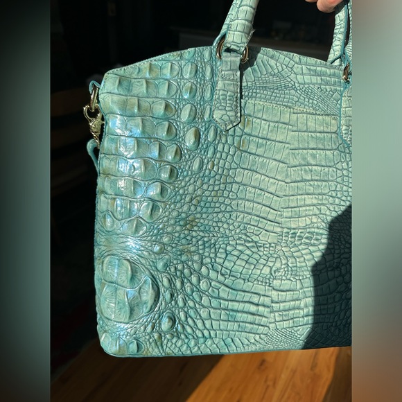 Black Friday Special Today Only $200! NEW Large Teal Satchel Brahmin Leather Bag - Picture 11 of 15
